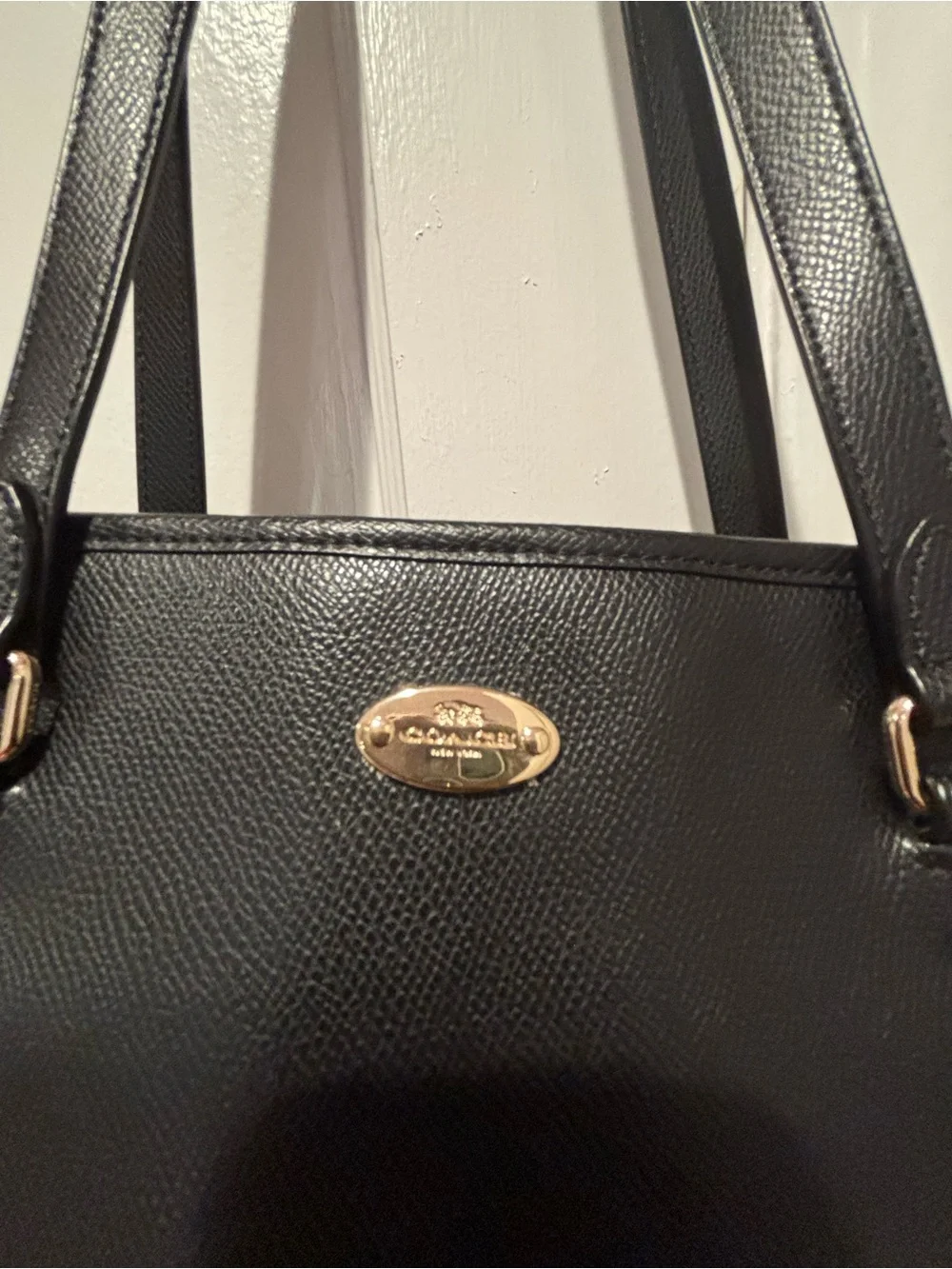 Coach Black Pebbled Leather Double-Handle Tote with Gold Hardware NWOT